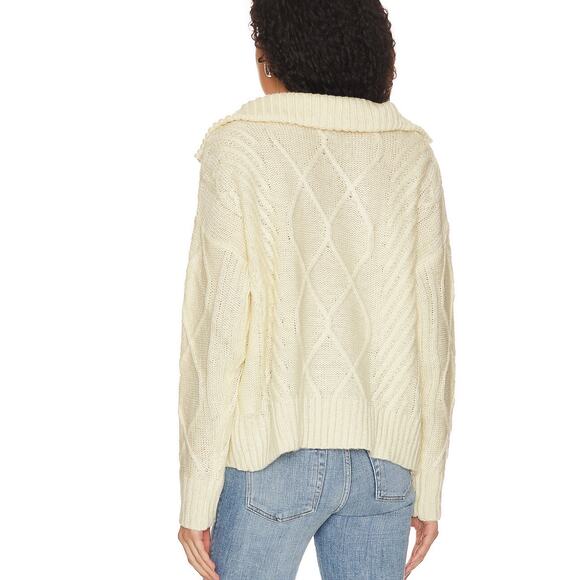 SNDYS x REVOLVE Jax Knit Sweater Size Small - Cream Half Zip - Picture 2 of 9